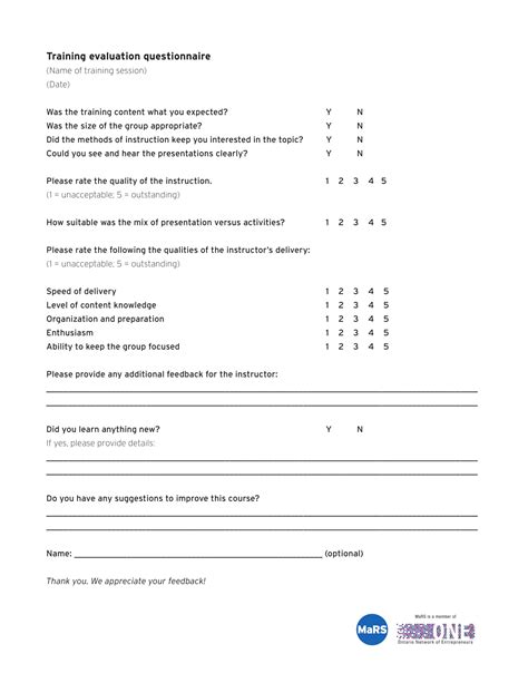 survey questions examples for training