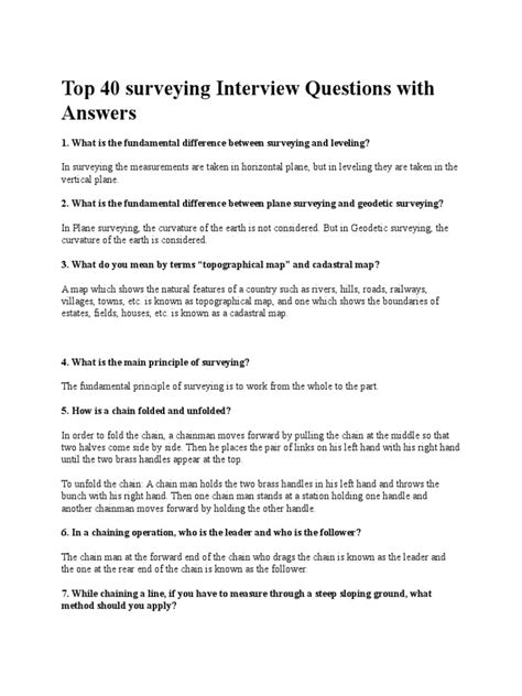 surveyor interview questions and answers pdf