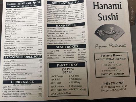 sushi hanami menu