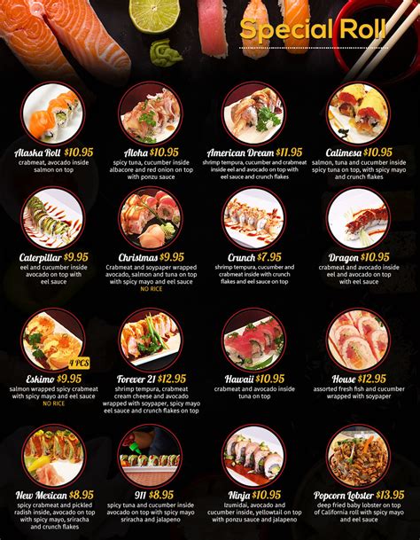 sushi menu with pictures