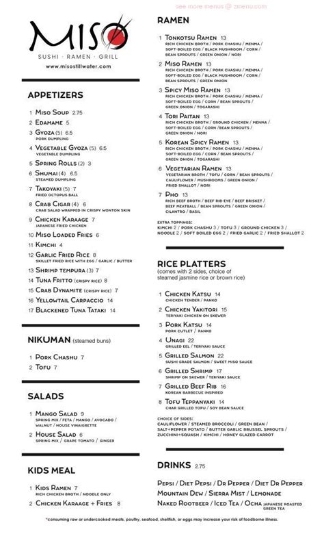 sushi miso menu