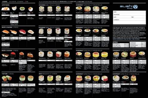 sushi shop menu