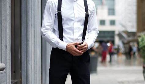 Suspenders For Men With Jeans And White Shirt Groomsmen Attire Checkered Pants, Short Sleeve
