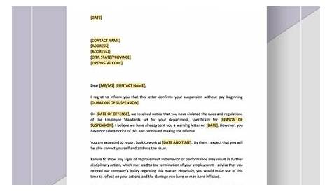 Sample suspension letter in Word and Pdf formats