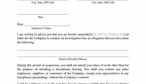 Suspension Letter From Work Sample Template Printable Pdf Download