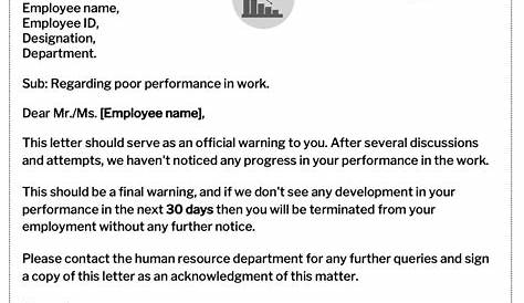 Dismissal Letter for Poor Performance Poor Performance
