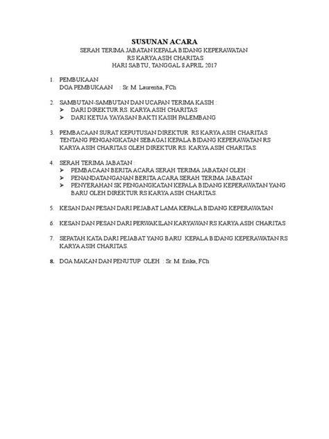 Susunan Acara Serah Terima Jabatan Bpd Periode 2013