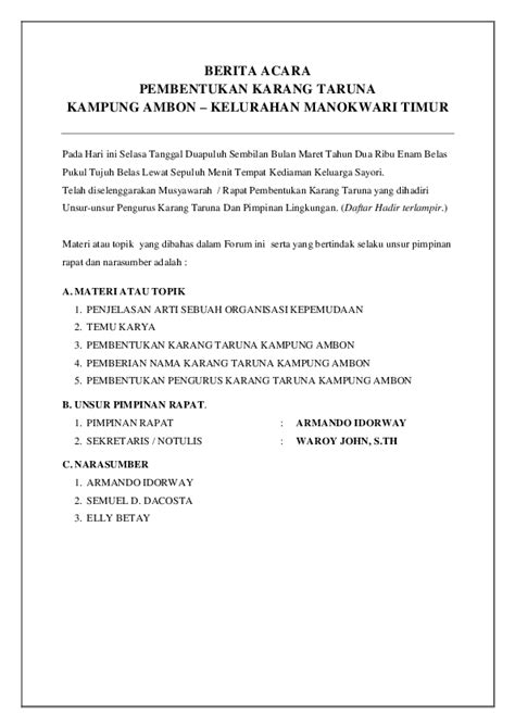 susunan acara pelantikan karang taruna