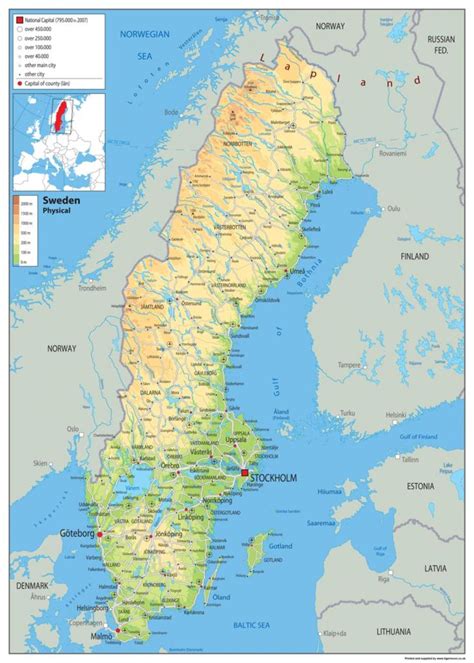 Karta Švedska Švedska na karti (Sjeverna Europa Europa)