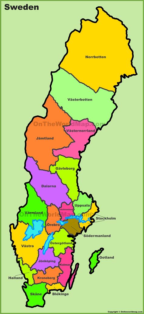 karta län i sverige Political map of sweden Europa Karta