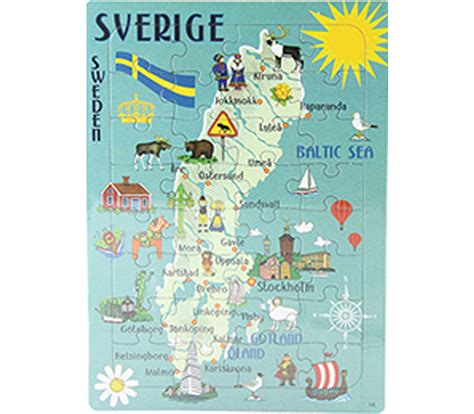 Poster till barnrum Sverigekarta natur