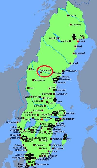 Sverigekarta Med Städer Sverigekarta