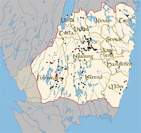 Karta över Småland Regionen Karta över Sverige, Geografisk, Fysisk