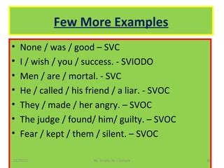 Svoc Sentence Pattern Examples With Answers