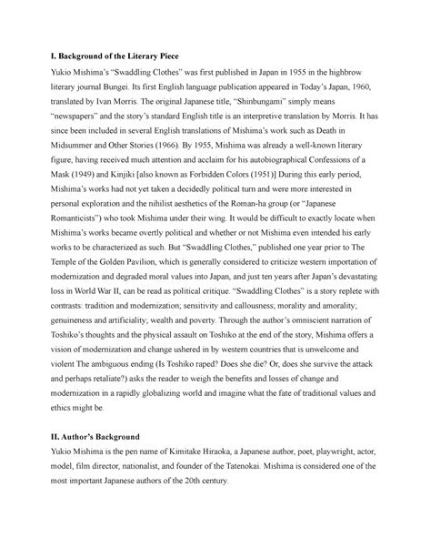 Swaddling Clothes Summary Analysis