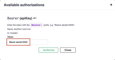 swagger bearer authentication example