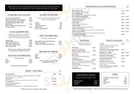 swan hotel bibury menu