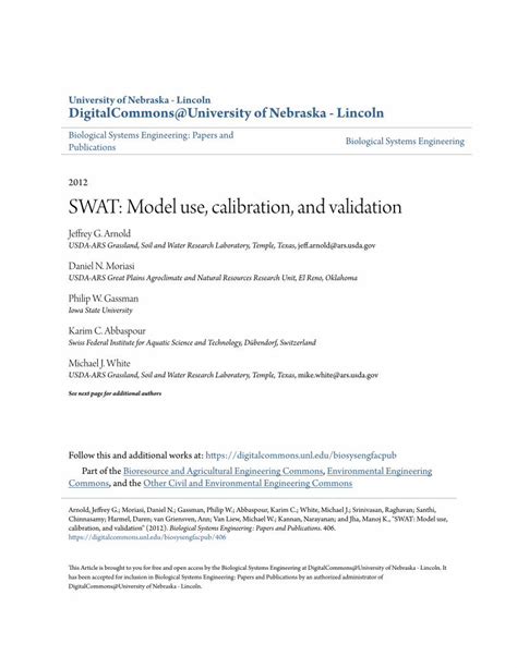 Swat Model Use Calibration And Validation