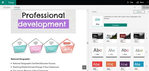Sway Portfolio Examples