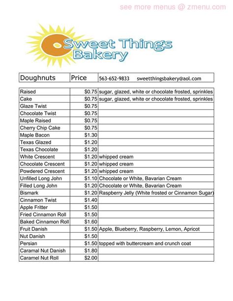 Sweet Things Bakery Karimnagar Menu