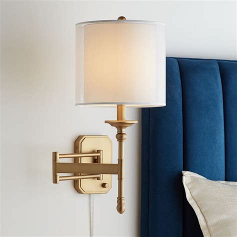swing arm wall light with white shade