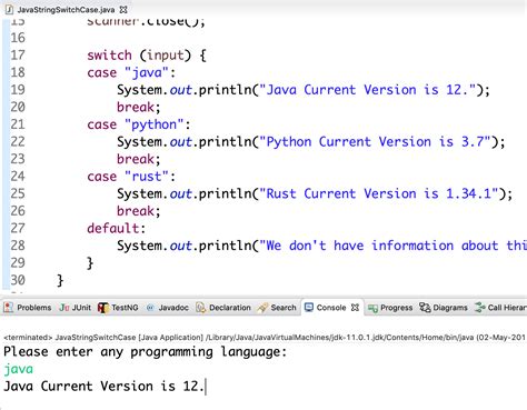Switch Case Exception Java