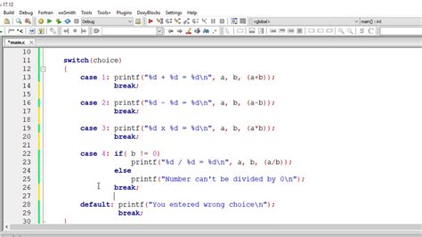 Switch Case In C Example Calculator