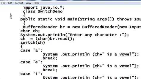 Switch Case In Java For Char