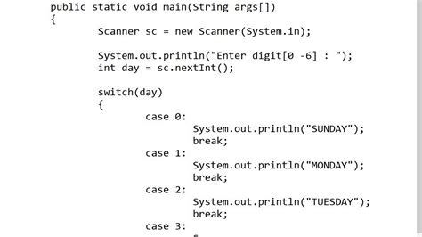switch case in java programming questions
