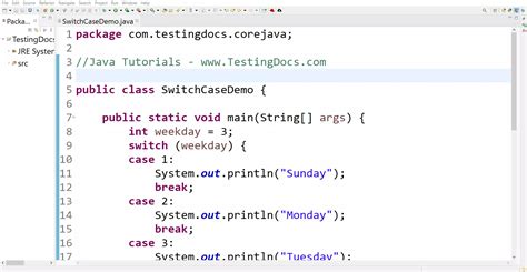 switch case in java tutorialspoint