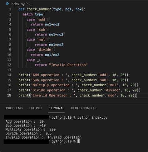 switch case in python syntax