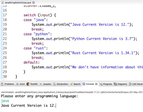 switch case java example with string