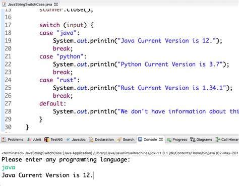 switch case string in java example programs