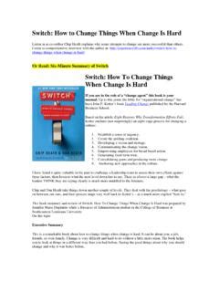 Switch How To Change Things When Change Is Hard Summary Pdf