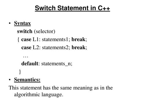 Switch Statement C++ Ppt