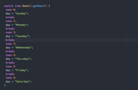 switch statement example in javascript