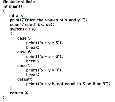 switch statement example program in c