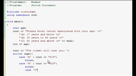 Switch Statement In C Youtube