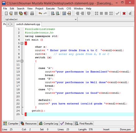 Switch Statement In Dev C