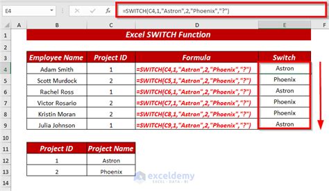 switch statement in excel formula