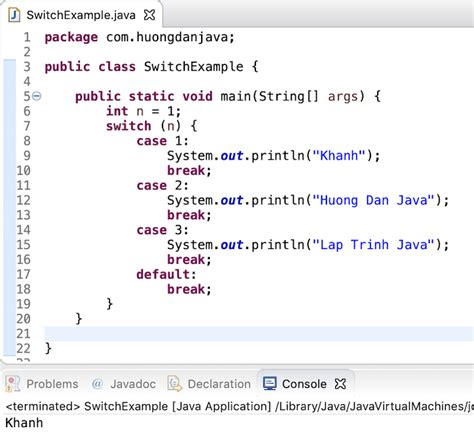 switch statement with example in java