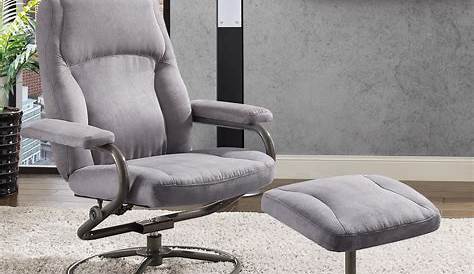 Swivel Chair And Ottoman Set Mainstays Plush Pillowed Recliner In Gray