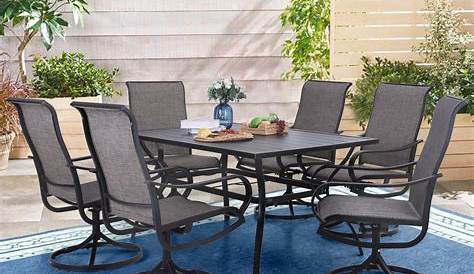 Swivel Chair Dining Set Outdoor Daytona 7 Pc Rectangular Table & 6