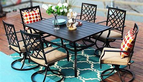 Swivel Patio Chair And Table Set MF Studio 7 Pieces Outdoor Dining