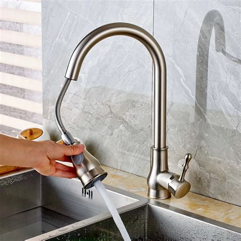 swivel spout swing arm kitchen faucet