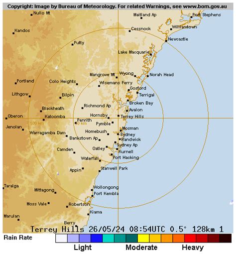 sydney weather radar 64 km terry hills loop