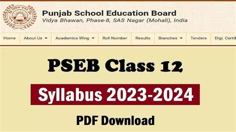 syllabus class 12 pseb