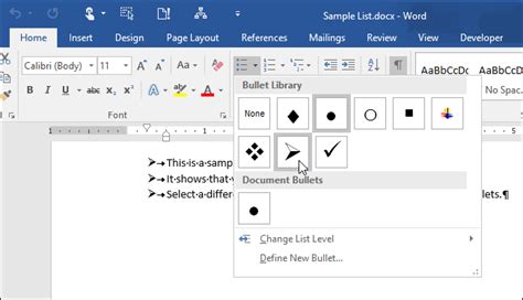 Symbols Bullet List In Word