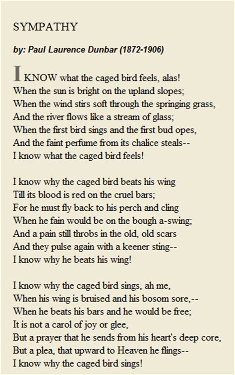 sympathy by paul laurence dunbar repetition