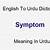 symptom meaning in urdu
